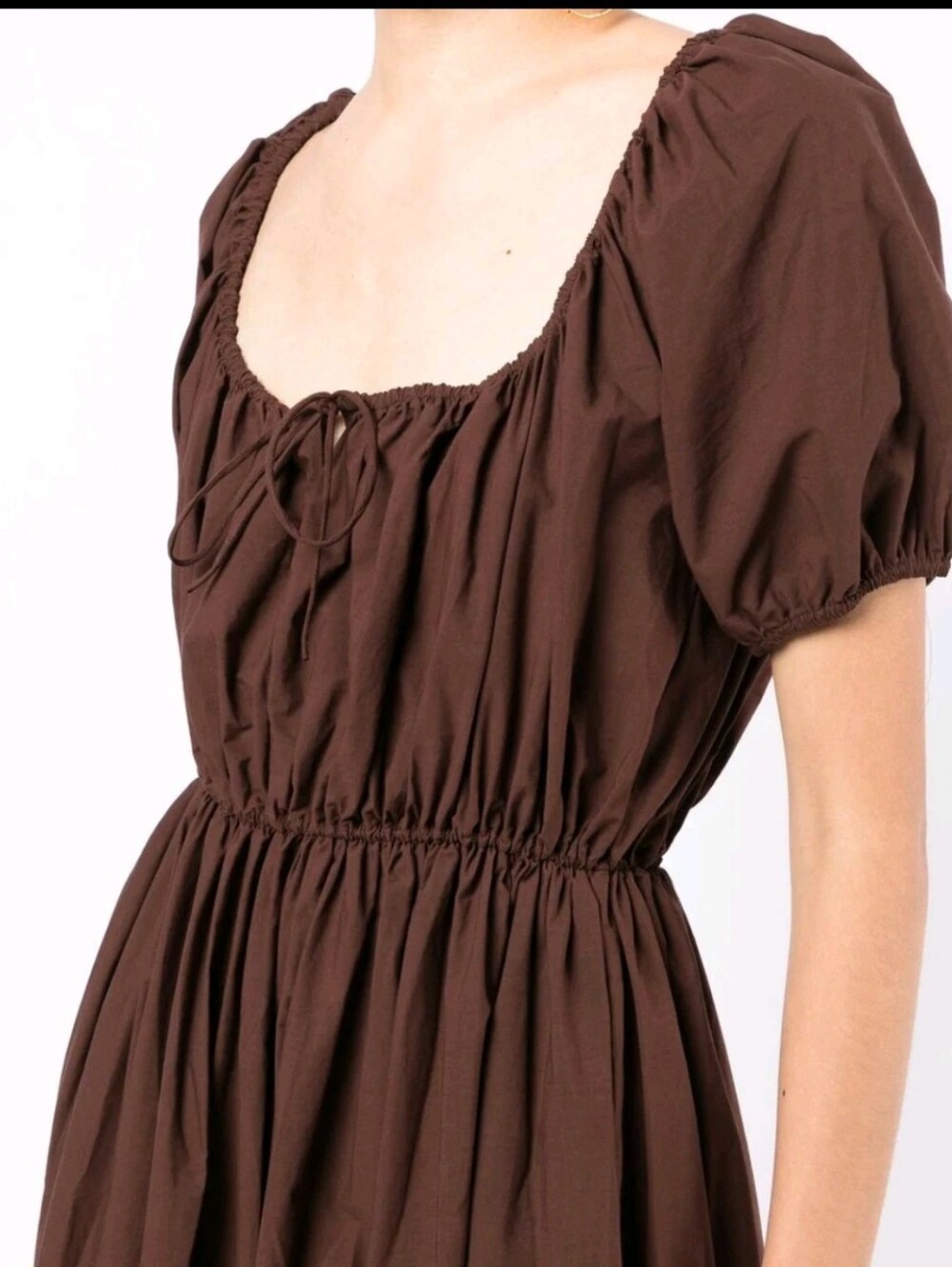 Matteau Chocolate Puff-Sleeve Tiered Dress - Picture 7 of 15